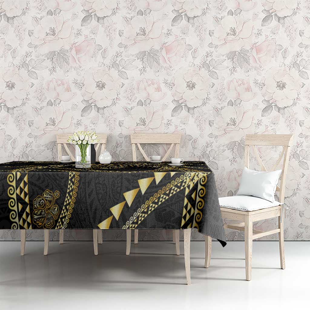 Hawaiian Kakau Art and Hisbiscus Tattoo Tablecloth Tribal Pattern-Gold Style LT03 - Polynesian Pride