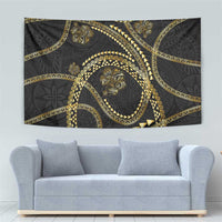 Hawaiian Kakau Art and Hisbiscus Tattoo Tapestry Tribal Pattern-Gold Style - Polynesian Pride