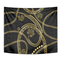 Hawaiian Kakau Art and Hisbiscus Tattoo Tapestry Tribal Pattern-Gold Style - Polynesian Pride