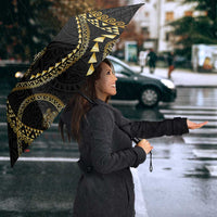 Hawaiian Kakau Art and Hisbiscus Tattoo Umbrella Tribal Pattern-Gold Style - Polynesian Pride