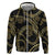 Hawaiian Kakau Art and Hisbiscus Tattoo Zip Hoodie Tribal Pattern-Gold Style - Polynesian Pride