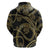 Hawaiian Kakau Art and Hisbiscus Tattoo Zip Hoodie Tribal Pattern-Gold Style - Polynesian Pride