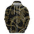 Hawaiian Kakau Art and Hisbiscus Tattoo Zip Hoodie Tribal Pattern-Gold Style - Polynesian Pride