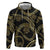Hawaiian Kakau Art and Hisbiscus Tattoo Zip Hoodie Tribal Pattern-Gold Style - Polynesian Pride