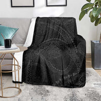 Hawaiian Kakau Art and Hisbiscus Tattoo Blanket Tribal Pattern-Black Gradient Style - Polynesian Pride