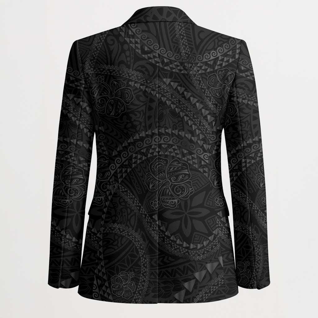Hawaiian Kakau Art and Hisbiscus Tattoo Blazer Tribal Pattern-Black Gradient Style - Polynesian Pride