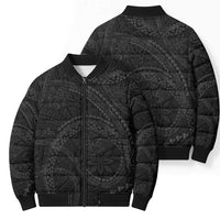 Hawaiian Kakau Art and Hisbiscus Tattoo Bomber Puffer Jacket Tribal Pattern-Black Gradient Style - Polynesian Pride