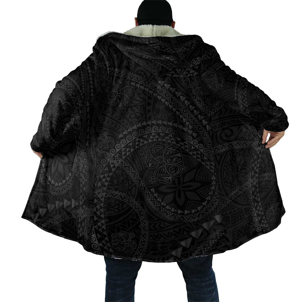 Hawaiian Kakau Art and Hisbiscus Tattoo Cloak Tribal Pattern-Black Gradient Style - Polynesian Pride