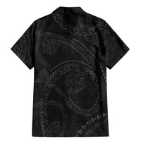 Hawaiian Kakau Art and Hisbiscus Tattoo Family Matching Mermaid Dress and Hawaiian Shirt Tribal Pattern-Black Gradient Style - Polynesian Pride