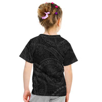 Hawaiian Kakau Art and Hisbiscus Tattoo Kid T Shirt Tribal Pattern-Black Gradient Style - Polynesian Pride