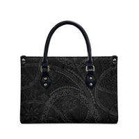 Hawaiian Kakau Art and Hisbiscus Tattoo Leather Bag Tribal Pattern-Black Gradient Style - Polynesian Pride