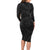Hawaiian Kakau Art and Hisbiscus Tattoo Long Sleeve Bodycon Dress Tribal Pattern-Black Gradient Style - Polynesian Pride