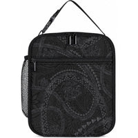 Hawaiian Kakau Art and Hibiscus Tattoo Lunch Bag LT03 10.2 × 8.3 × 4.3 inch Black - Polynesian Pride
