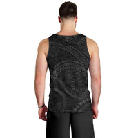Hawaiian Kakau Art and Hisbiscus Tattoo Men Tank Top Tribal Pattern-Black Gradient Style - Polynesian Pride