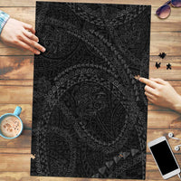 Hawaiian Kakau Art and Hisbiscus Tattoo Puzzle Tribal Pattern-Black Gradient Style - Polynesian Pride