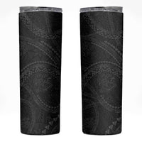 Hawaiian Kakau Art and Hisbiscus Tattoo Skinny Tumbler Tribal Pattern-Black Gradient Style - Polynesian Pride