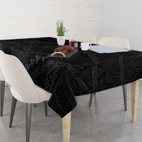 Hawaiian Kakau Art and Hisbiscus Tattoo Tablecloth Tribal Pattern-Black Gradient Style - Polynesian Pride