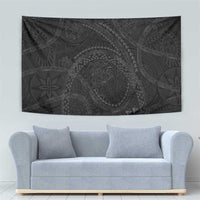 Hawaiian Kakau Art and Hisbiscus Tattoo Tapestry Tribal Pattern-Black Gradient Style - Polynesian Pride