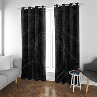 Hawaiian Kakau Art and Hisbiscus Tattoo Window Curtain Tribal Pattern-Black Gradient Style - Polynesian Pride