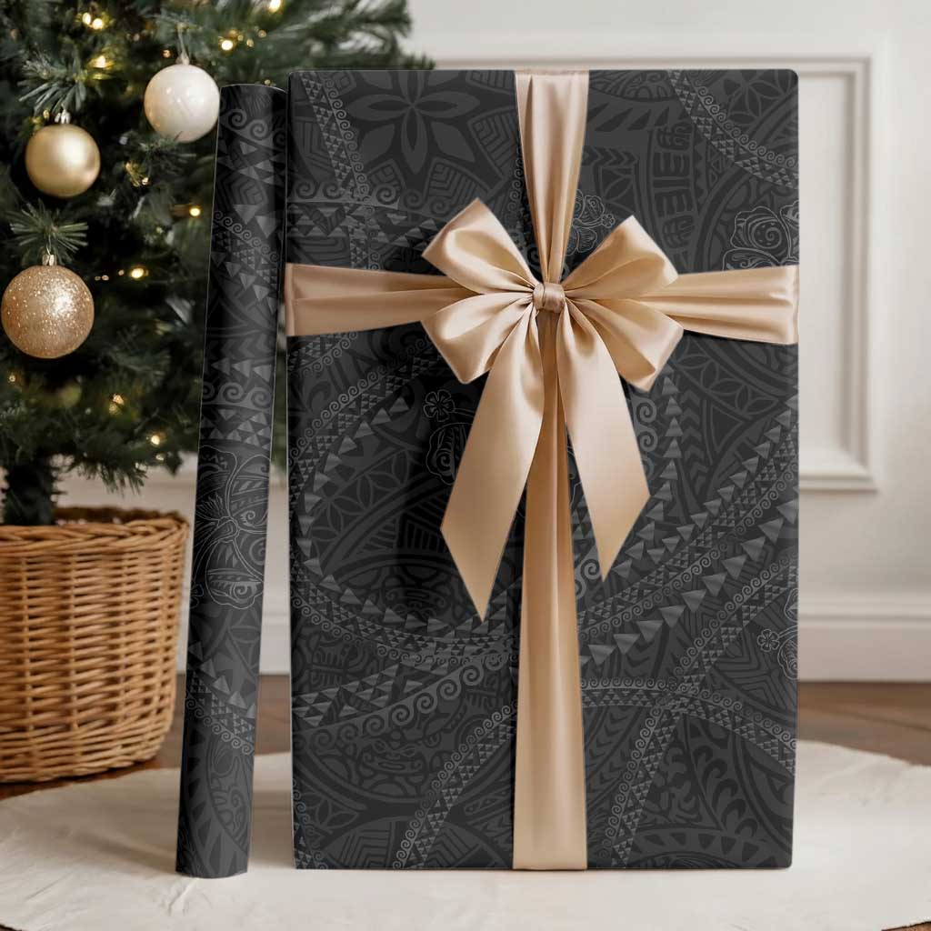 Hawaiian Kakau Art and Hisbiscus Tattoo Wrapping Paper Tribal Pattern-Black Gradient Style LT03 - Polynesian Pride
