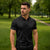 Hawaiian Kakau Art and Hisbiscus Tattoo Zipper Polo Shirt Tribal Pattern-Black Gradient Style - Polynesian Pride