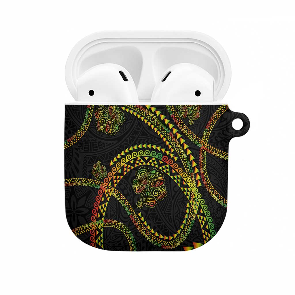Hawaiian Kakau Art and Hisbiscus Tattoo AirPods Case Tribal Pattern-Reggae Style - Polynesian Pride
