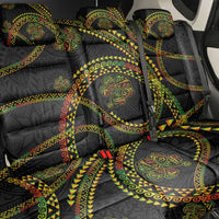 Hawaiian Kakau Art and Hisbiscus Tattoo Back Car Seat Cover Tribal Pattern-Reggae Style - Polynesian Pride