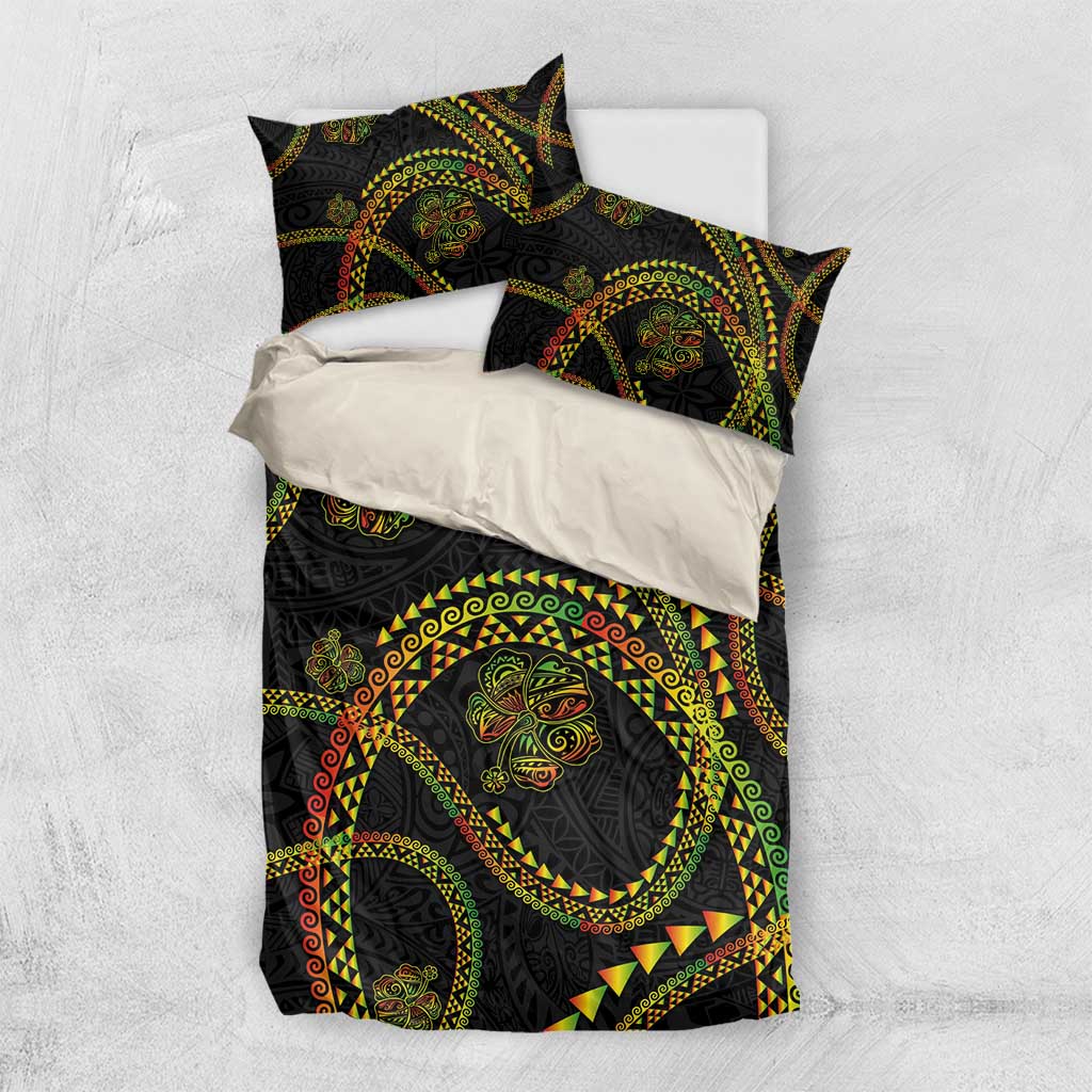 Hawaiian Kakau Art and Hisbiscus Tattoo Bedding Set Tribal Pattern-Reggae Style - Polynesian Pride