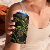 Hawaiian Kakau Art and Hisbiscus Tattoo 4 in 1 Can Cooler Tumbler Tribal Pattern-Reggae Style - Polynesian Pride