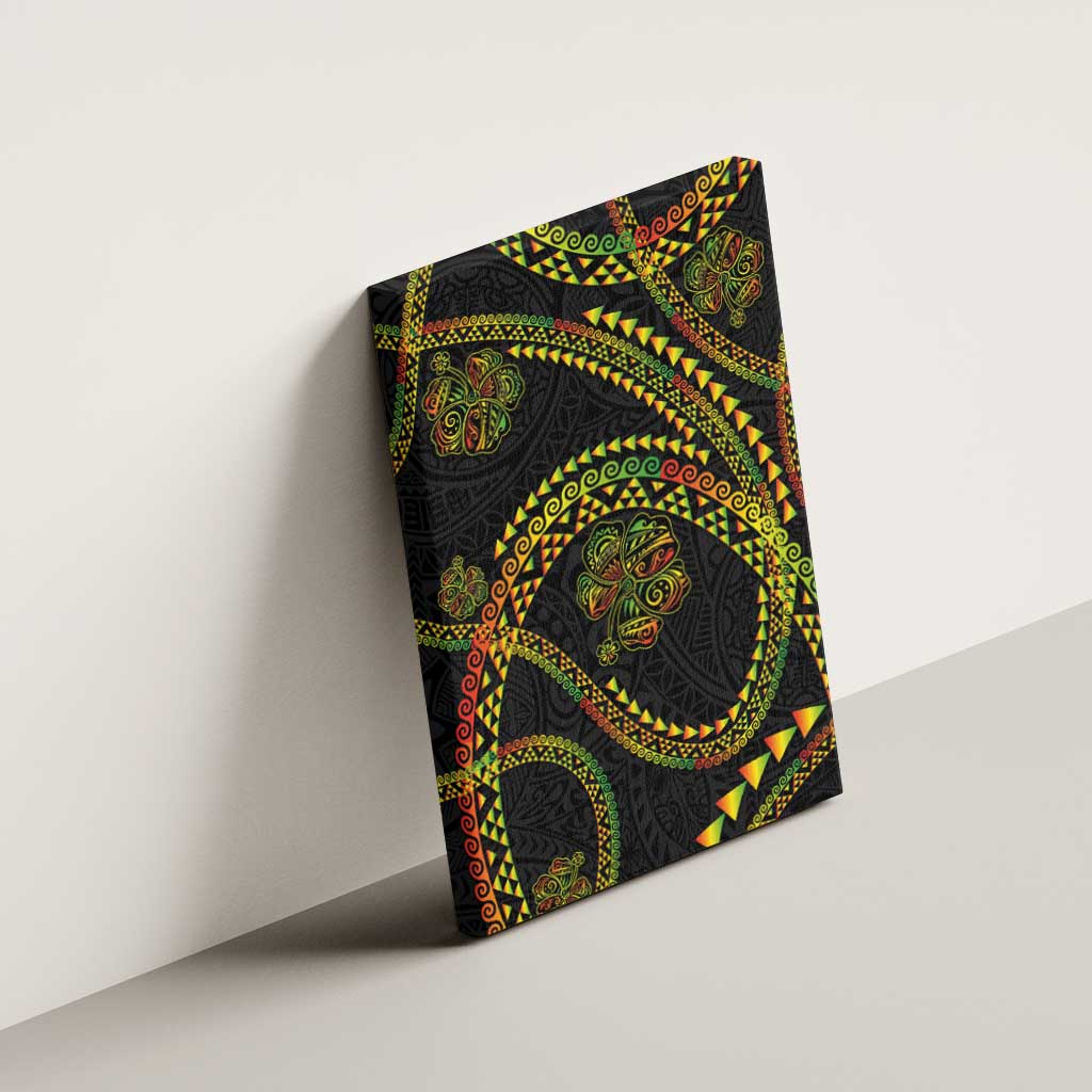 Hawaiian Kakau Art and Hisbiscus Tattoo Canvas Wall Art Tribal Pattern-Reggae Style - Polynesian Pride