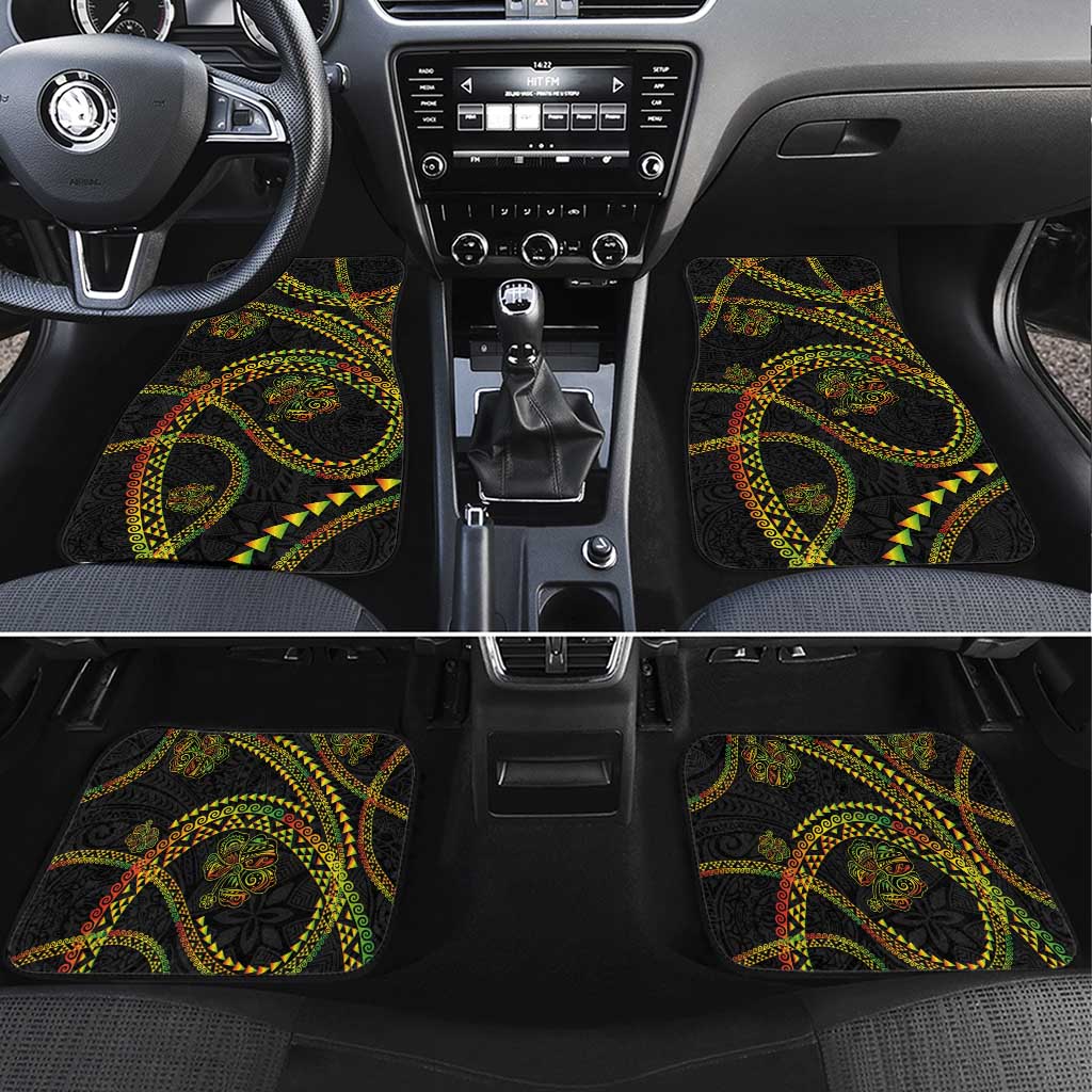 Hawaiian Kakau Art and Hisbiscus Tattoo Car Mats Tribal Pattern-Reggae Style - Polynesian Pride