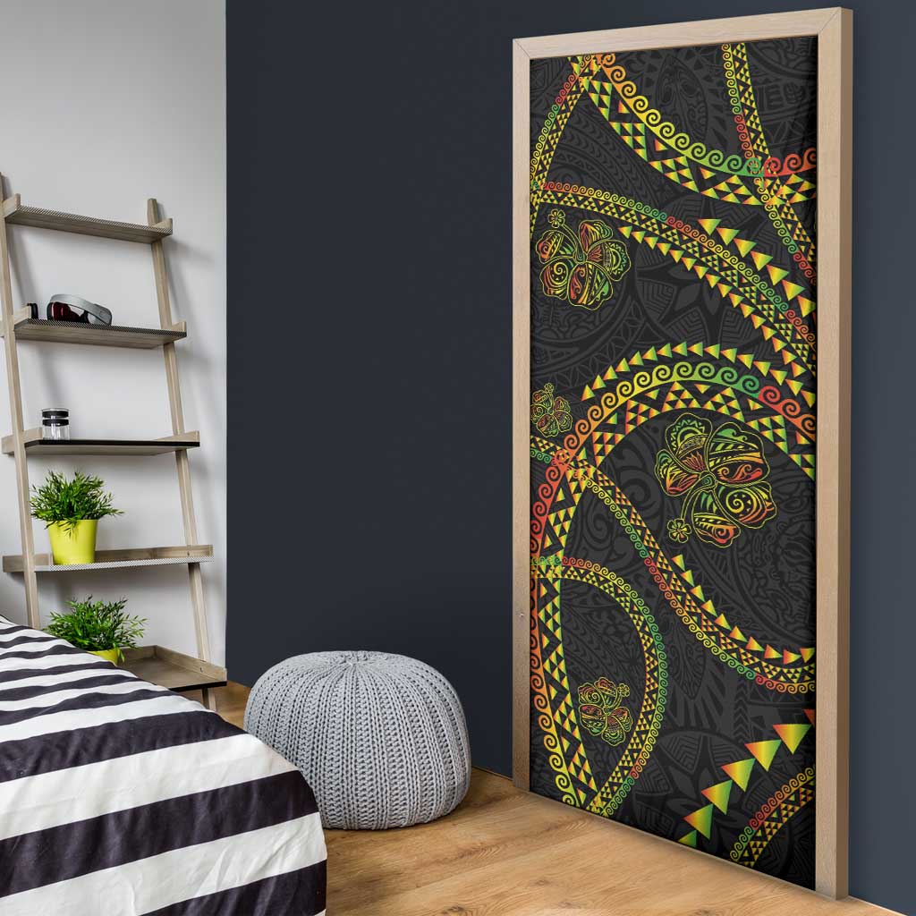 Hawaiian Kakau Art and Hisbiscus Tattoo Door Cover Tribal Pattern-Reggae Style - Polynesian Pride