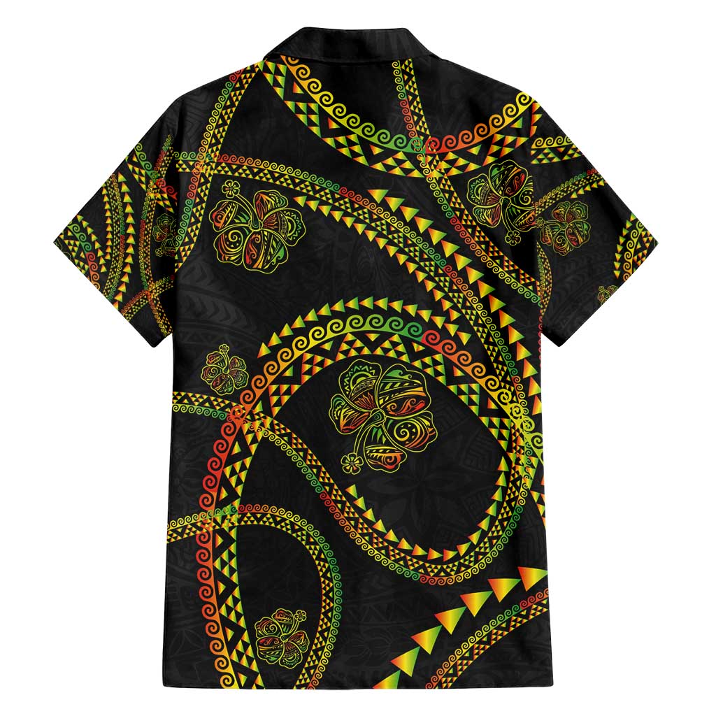 Hawaiian Kakau Art and Hisbiscus Tattoo Family Matching Puletasi and Hawaiian Shirt Tribal Pattern-Reggae Style - Polynesian Pride