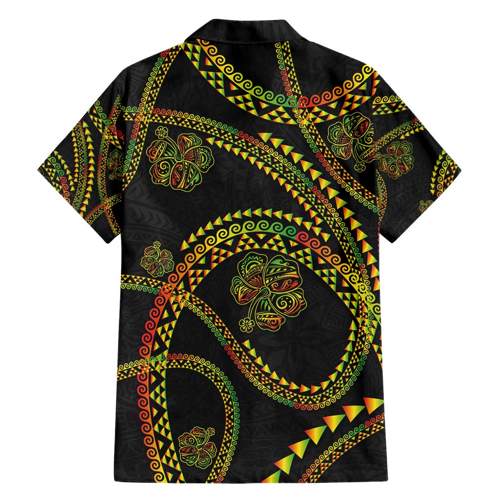 Hawaiian Kakau Art and Hisbiscus Tattoo Hawaiian Shirt Tribal Pattern-Reggae Style - Polynesian Pride