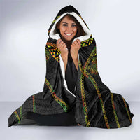 Hawaiian Kakau Art and Hisbiscus Tattoo Hooded Blanket Tribal Pattern-Reggae Style - Polynesian Pride