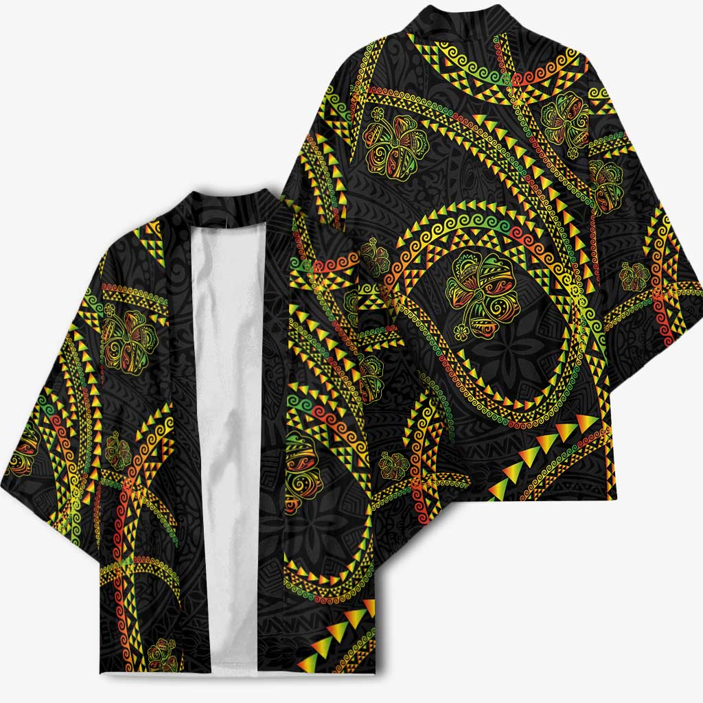 Hawaiian Kakau Art and Hisbiscus Tattoo Kimono Tribal Pattern-Reggae Style - Polynesian Pride