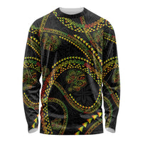 Hawaiian Kakau Art and Hisbiscus Tattoo Long Sleeve Shirt Tribal Pattern-Reggae Style - Polynesian Pride