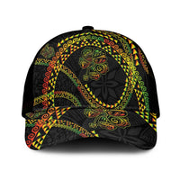 Hawaiian Kakau Art and Hisbiscus Tattoo Mesh Trucker Cap Tribal Pattern-Reggae Style - Polynesian Pride