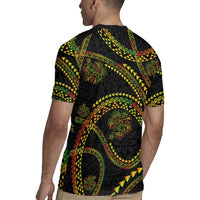 Hawaiian Kakau Art and Hisbiscus Tattoo Rugby Jersey Tribal Pattern-Reggae Style - Polynesian Pride