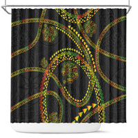 Hawaiian Kakau Art and Hisbiscus Tattoo Shower Curtain Tribal Pattern-Reggae Style - Polynesian Pride