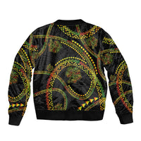 Hawaiian Kakau Art and Hisbiscus Tattoo Sleeve Zip Bomber Jacket Tribal Pattern-Reggae Style - Polynesian Pride
