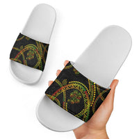 Hawaiian Kakau Art and Hisbiscus Tattoo Slide Sandals Tribal Pattern-Reggae Style - Polynesian Pride