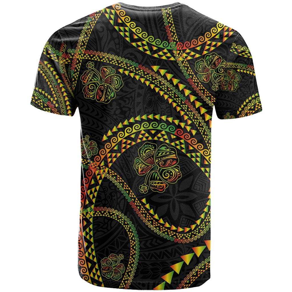 Hawaiian Kakau Art and Hisbiscus Tattoo T Shirt Tribal Pattern-Reggae Style - Polynesian Pride