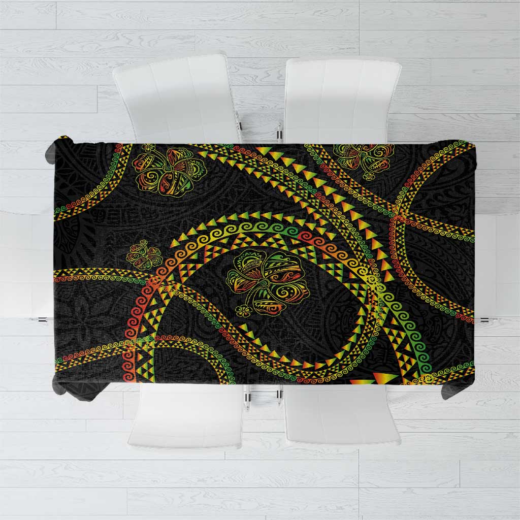 Hawaiian Kakau Art and Hisbiscus Tattoo Tablecloth Tribal Pattern-Reggae Style - Polynesian Pride