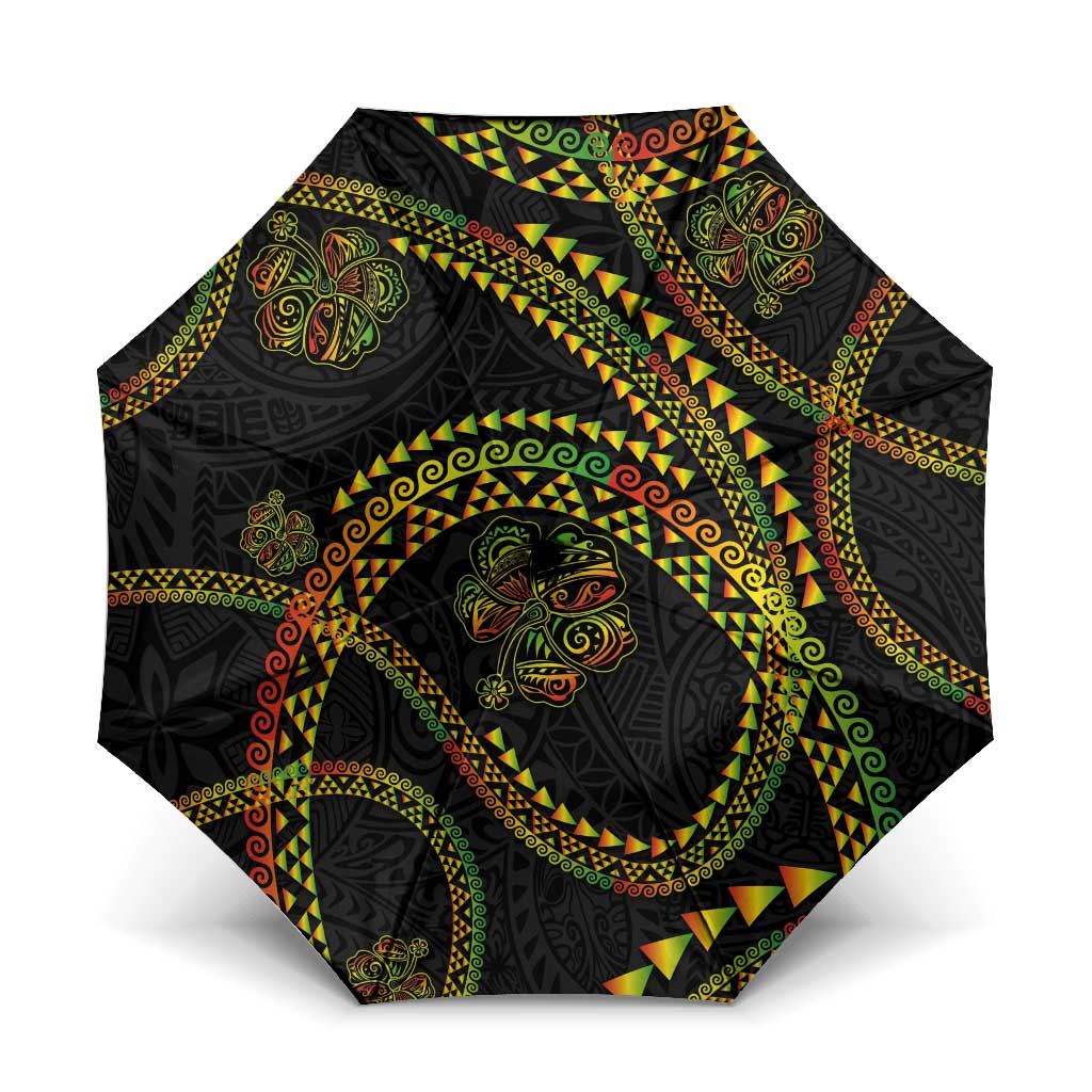 Hawaiian Kakau Art and Hisbiscus Tattoo Umbrella Tribal Pattern-Reggae Style - Polynesian Pride