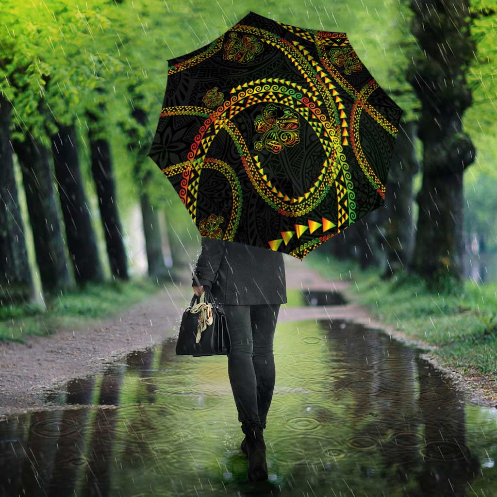 Hawaiian Kakau Art and Hisbiscus Tattoo Umbrella Tribal Pattern-Reggae Style - Polynesian Pride