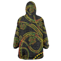 Hawaiian Kakau Art and Hisbiscus Tattoo Wearable Blanket Hoodie Tribal Pattern-Reggae Style - Polynesian Pride