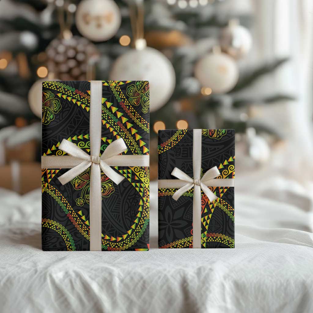 Hawaiian Kakau Art and Hisbiscus Tattoo Wrapping Paper Tribal Pattern-Reggae Style LT03 - Polynesian Pride