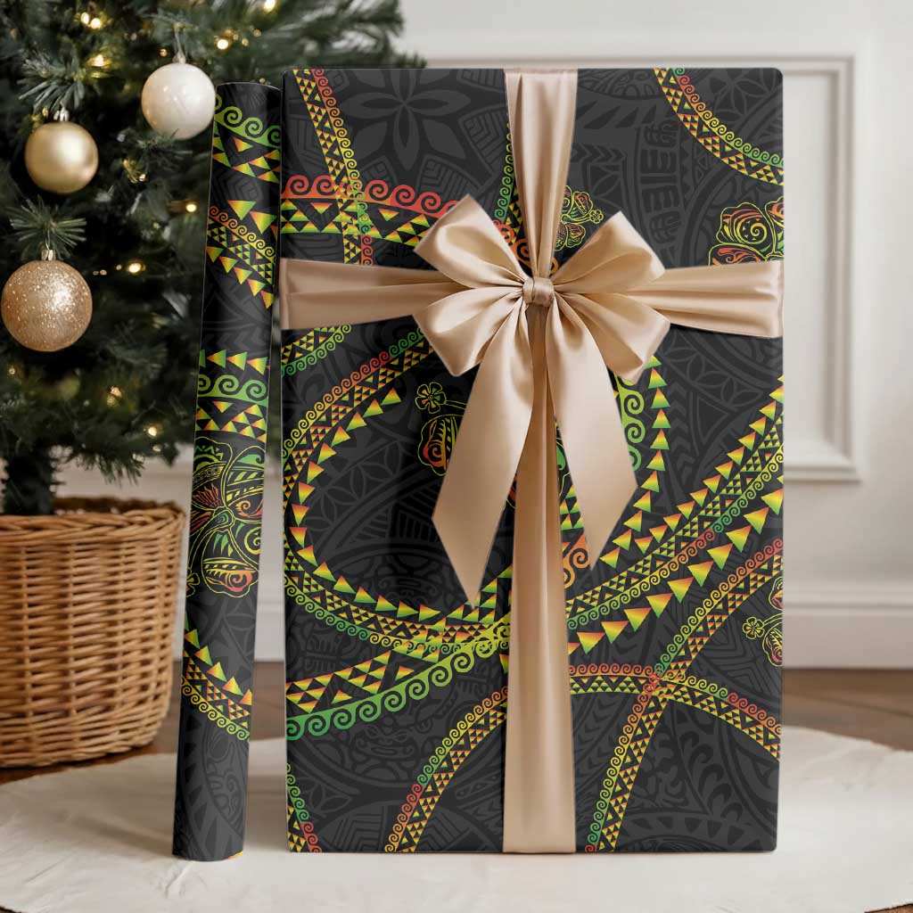 Hawaiian Kakau Art and Hisbiscus Tattoo Wrapping Paper Tribal Pattern-Reggae Style LT03 - Polynesian Pride