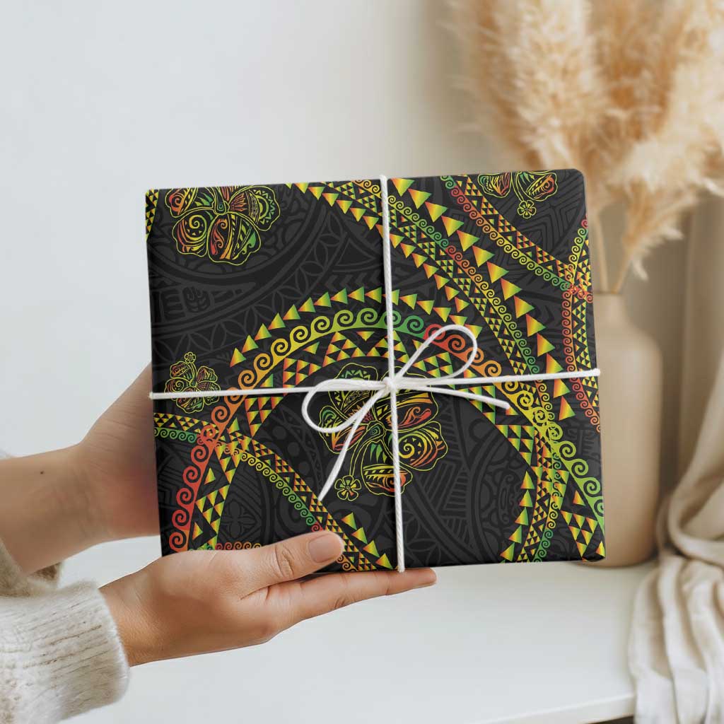 Hawaiian Kakau Art and Hisbiscus Tattoo Wrapping Paper Tribal Pattern-Reggae Style LT03 - Polynesian Pride